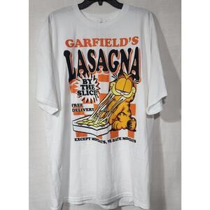 Garfield's lasagna white shirt men's 2X